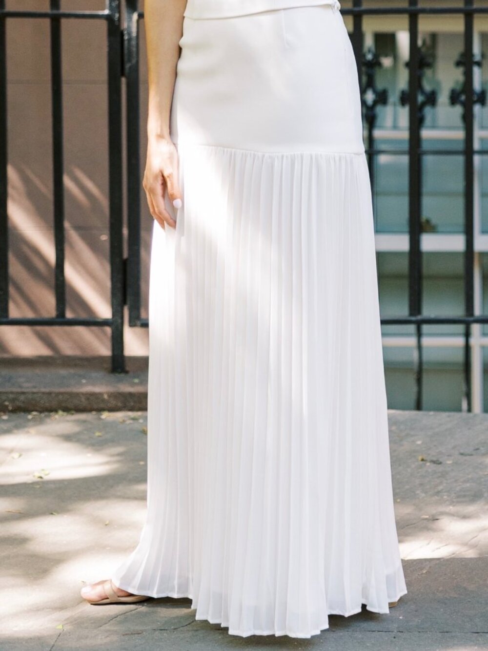 Meshki Jillian Pleated Maxi Skirt Ivory